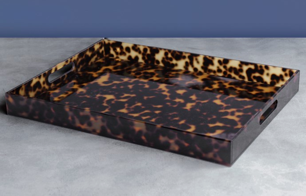 VIDA Acrylic Tortoise X-Lg Tray With Handles