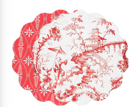 VIDA Chinoiserie and Trellis Reversible Round Placemat