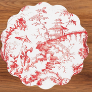 VIDA Chinoiserie and Trellis Reversible Round Placemat
