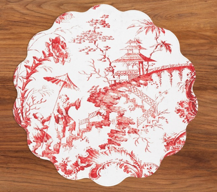 VIDA Chinoiserie and Trellis Reversible Round Placemat