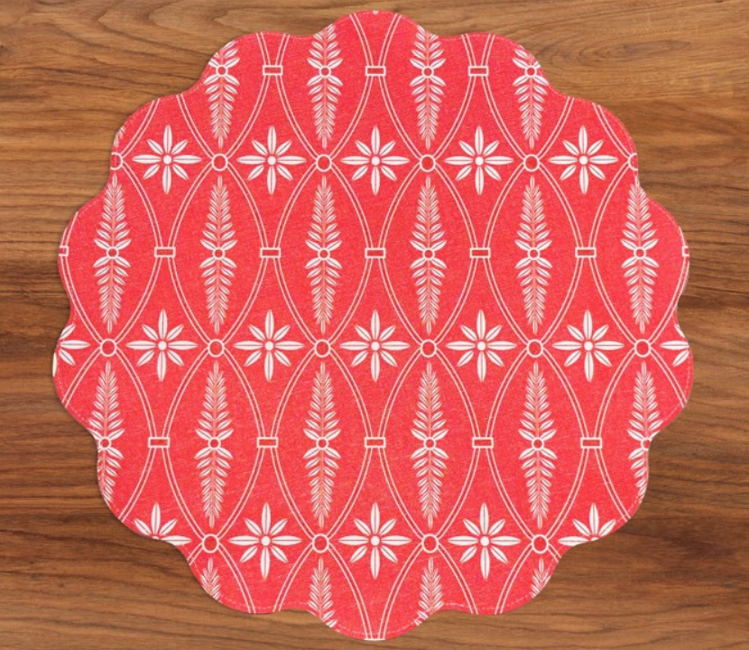 VIDA Chinoiserie and Trellis Reversible Round Placemat