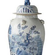 Jingdezhen Hand-Painted Temple Jar, Blue with Tree