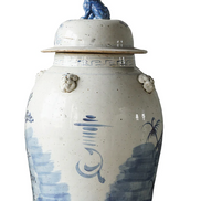 Jingdezhen Hand-Painted Temple Jar, Blue with Tree