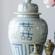 Jingdezhen Hand-Painted Double Happy Temple Jar