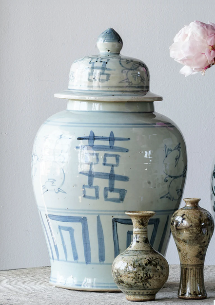Jingdezhen Hand-Painted Double Happy Temple Jar