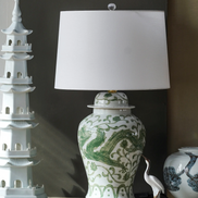 Jingdezhen Porcelain Hand-Painted Temple Jar Lamp