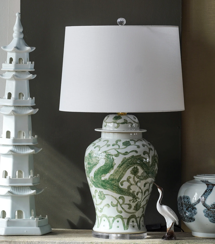 Jingdezhen Porcelain Hand-Painted Temple Jar Lamp