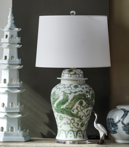 Jingdezhen Porcelain Hand-Painted Temple Jar Lamp