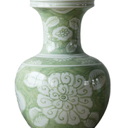 Jingdezhen Green with Flowers Hand Painted Vase