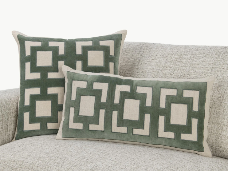 Fret Pillow-Jade Green