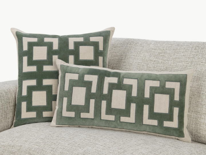 Fret Pillow-Jade Green