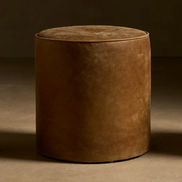 Luca Round Leather Ottoman