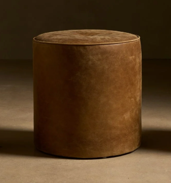 Luca Round Leather Ottoman
