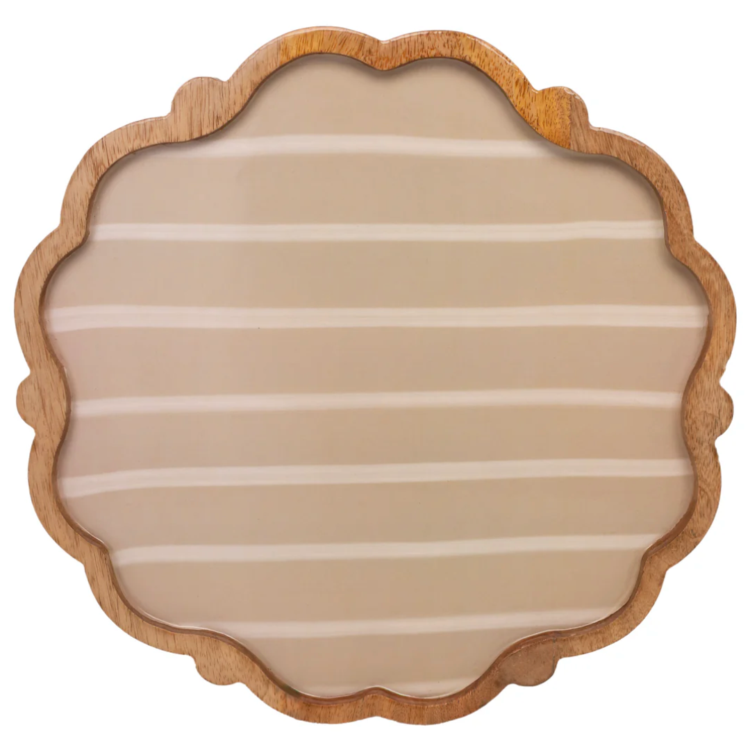 Tan Wavy Edge Striped Platter