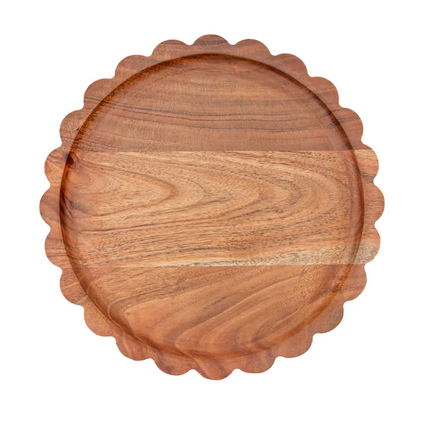 Scalloped Acacia Wood Tray Large