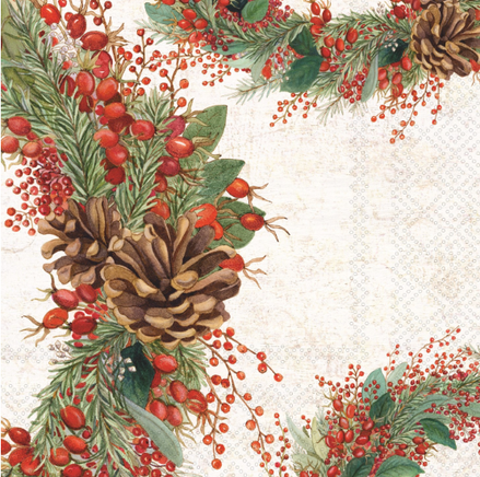 Berry Wreaths Cocktail Napkin