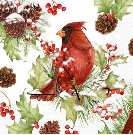 Cardinal Christmas Cocktail Napkin