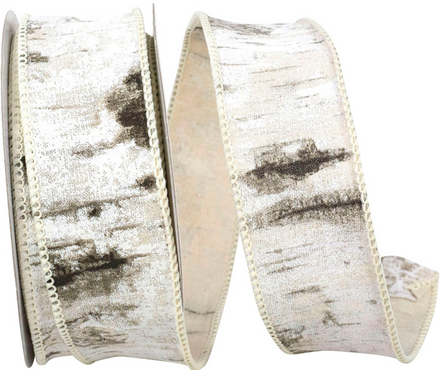Birch Trees Bark Forest Wired Ribbon 1.5"x10yds