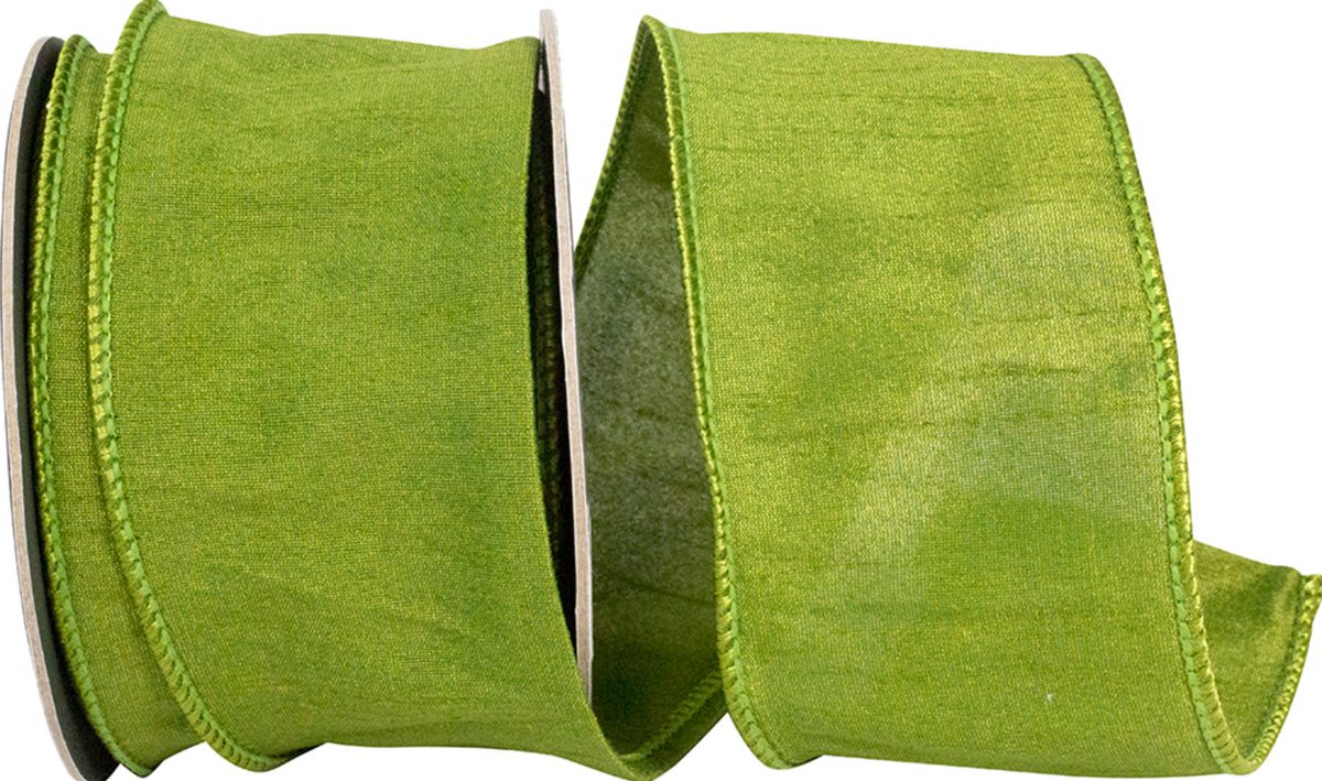 Moss Dupioni Wired Ribbon 2.5