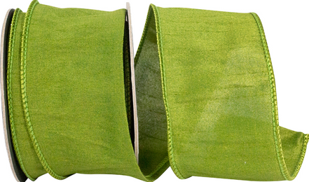 Moss Dupioni Wired Ribbon 2.5"x10yds