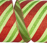 Holiday Glittered Striped Wired Ribbon 4