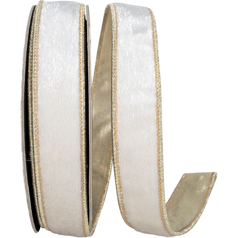 Snowfall Velvet Plush Wired Ribbon 1"x10yds