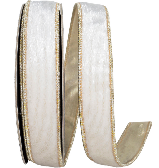 Snowfall Velvet Plush Wired Ribbon 1"x10yds