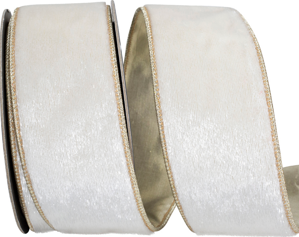 Snowfall Velvet Plush Wired Ribbon 2.5