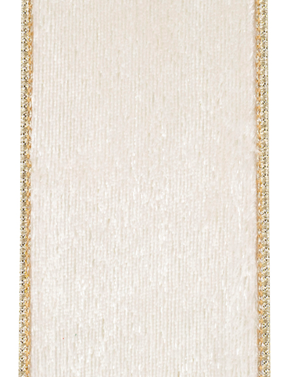 Snowfall Velvet Plush Wired Ribbon 2.5