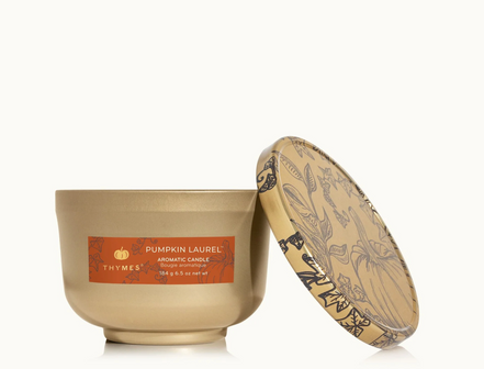 Pumpkin Laurel Poured Candle Tin with Gold Lid