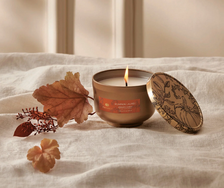 Pumpkin Laurel Poured Candle Tin with Gold Lid