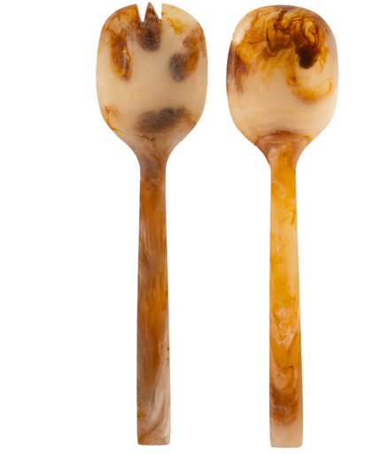 Umber and Cream Resin Serving Set