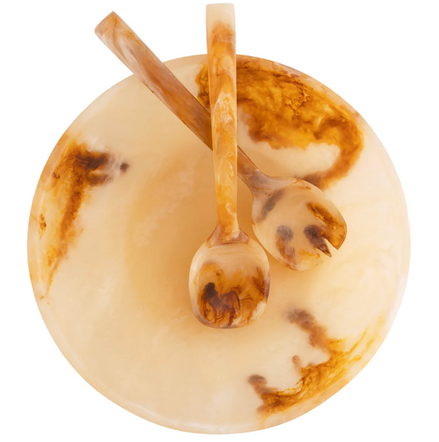 Umber and Cream Resin Serving Set