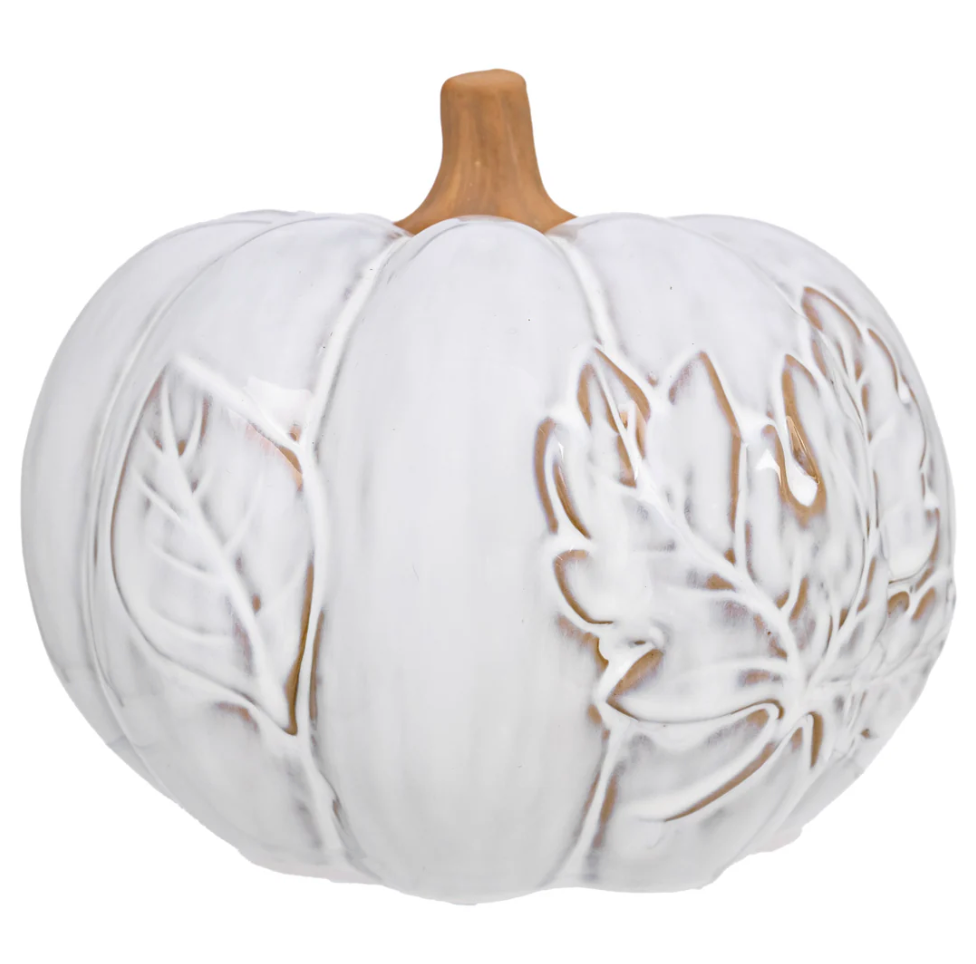 Leaf Embossed Reactive Glaze Pumpkin