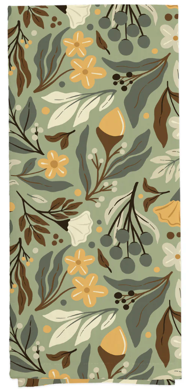 Autumn Acorn Tea Towel