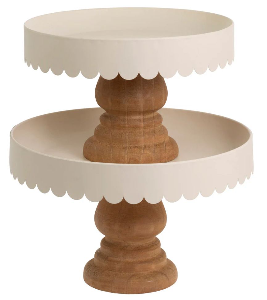 Almond Scalloped Decor Stands