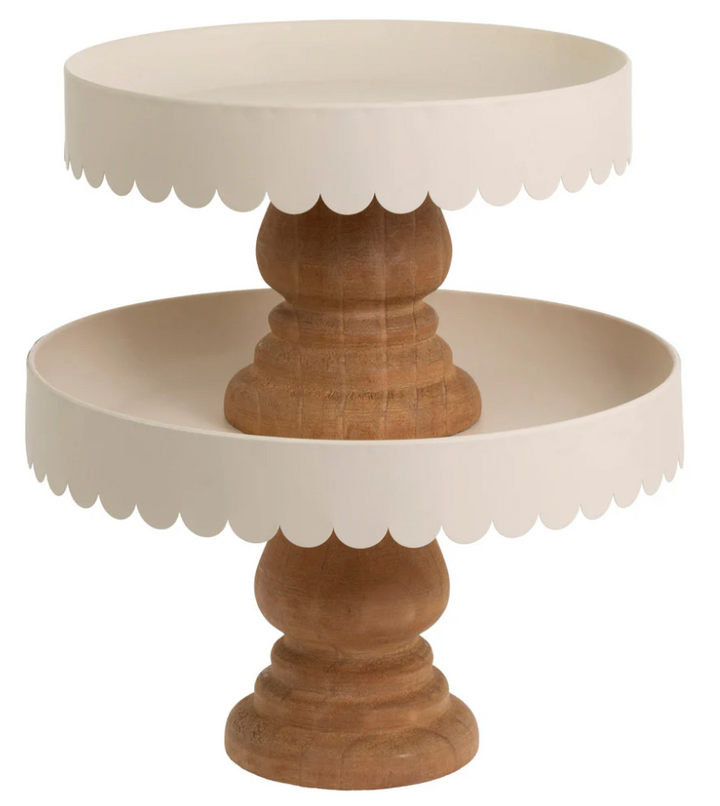 Almond Scalloped Decor Stands