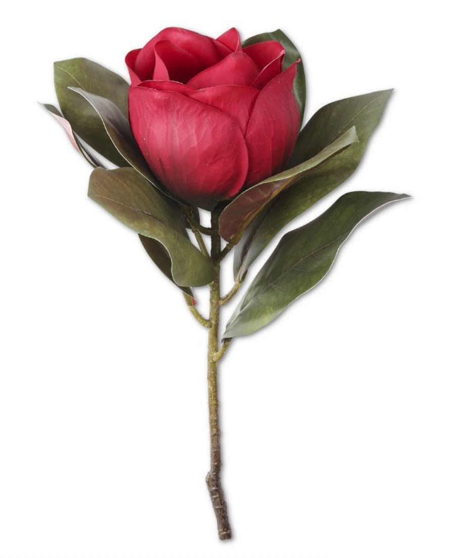 17" Dark Red Magnolia Stem