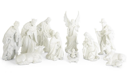 White Nativity Set With 12 Pieces