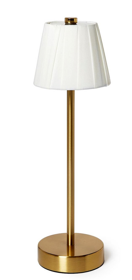 LED Cordless Table Lamp with Fabric Pleated Shade