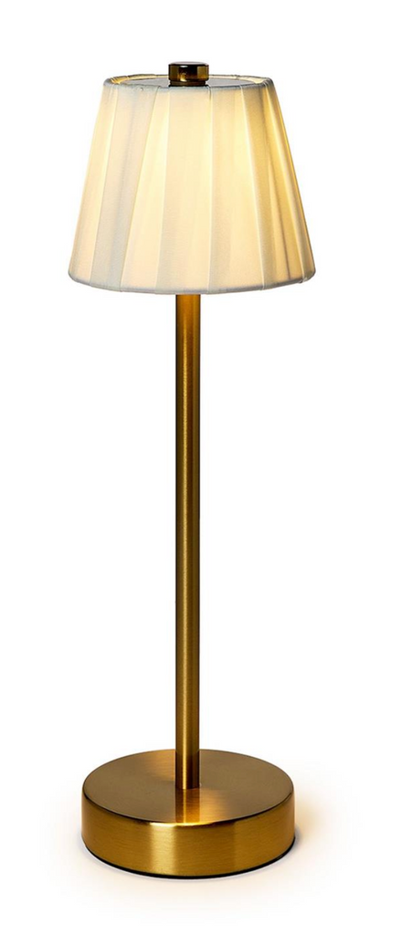 LED Cordless Table Lamp with Fabric Pleated Shade