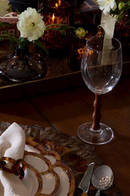 Faux Bamboo Stemmed Wine Glass