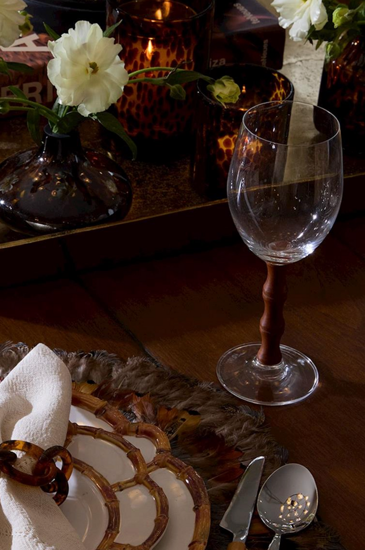 Faux Bamboo Stemmed Wine Glass