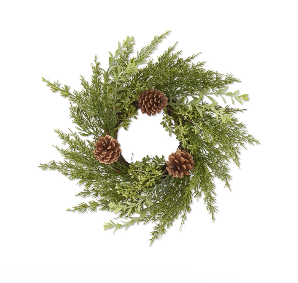 16" Twig Pine & Myrtle Candle Ring