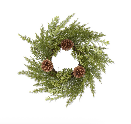 16" Twig Pine & Myrtle Candle Ring