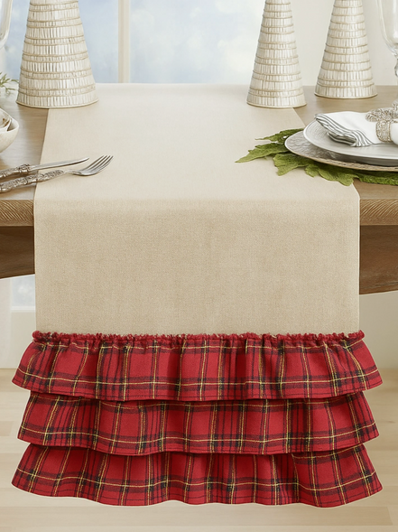 Tartan Plaid Ruffle Table Runner