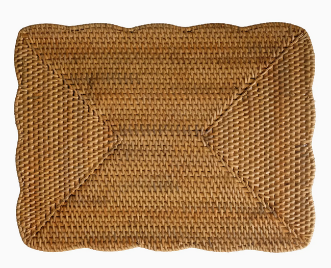 Rectangular Scallop Rattan Placemat