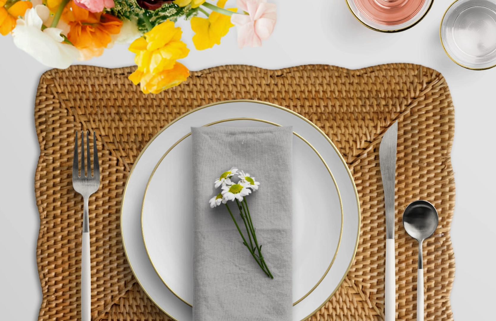 Rectangular Scallop Rattan Placemat