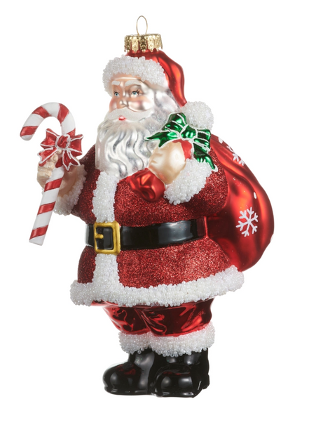 Santa with Candy Cane Ornament