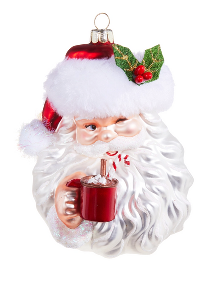 Santa Drinking Cocoa Ornament